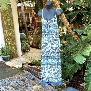 - Love, Kyla asymmetric floral dress with tassel fringe